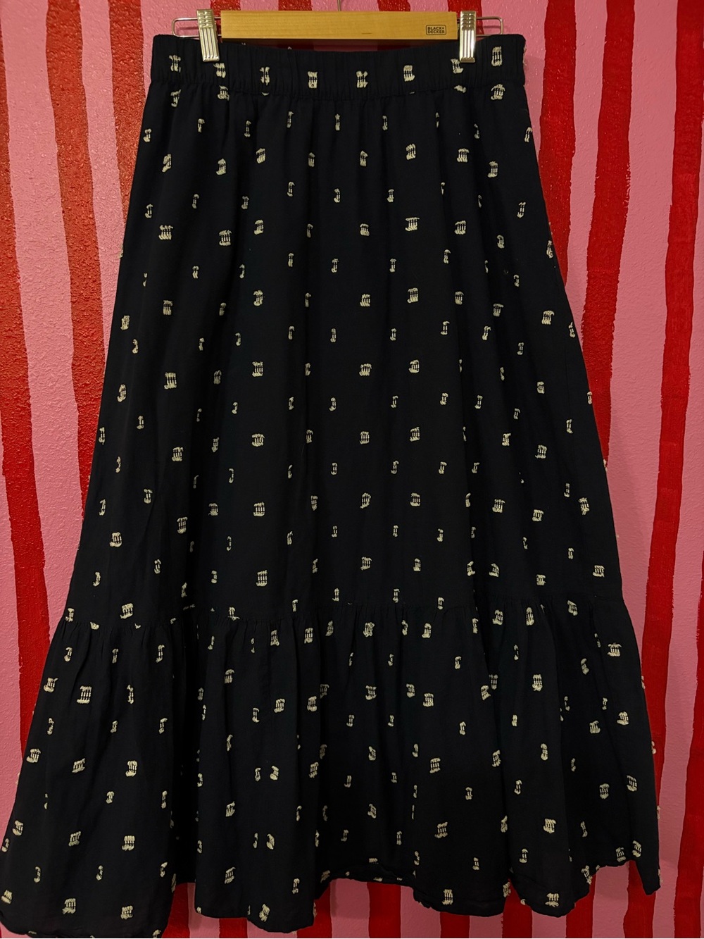LOFT Navy Maxi Skirt with White Motif